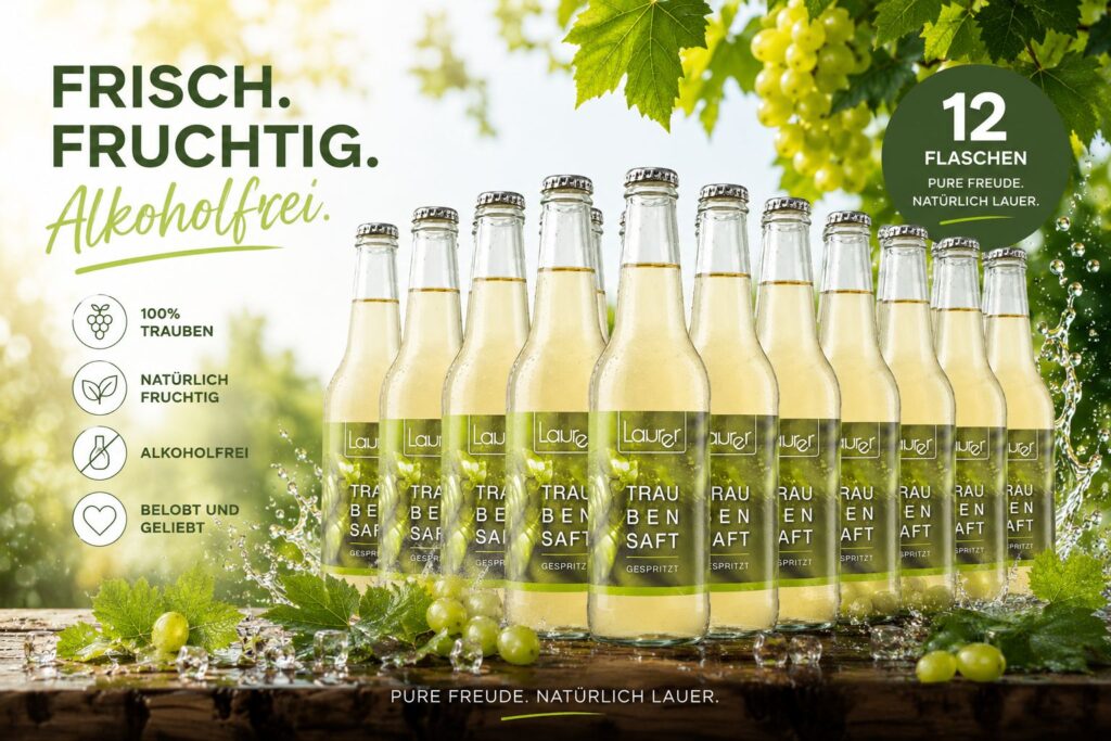12er Box Traubensaft gespritzt alkoholfrei mit prickelnder Frische für Familien